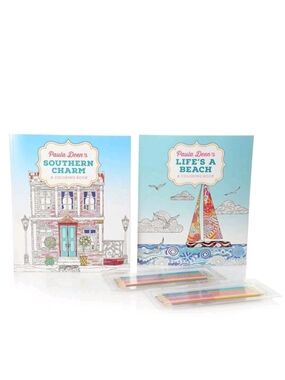 Paula Deen Coloring Book Duo - Blue Covers (Southern Charm & Life's a Beach) NIP